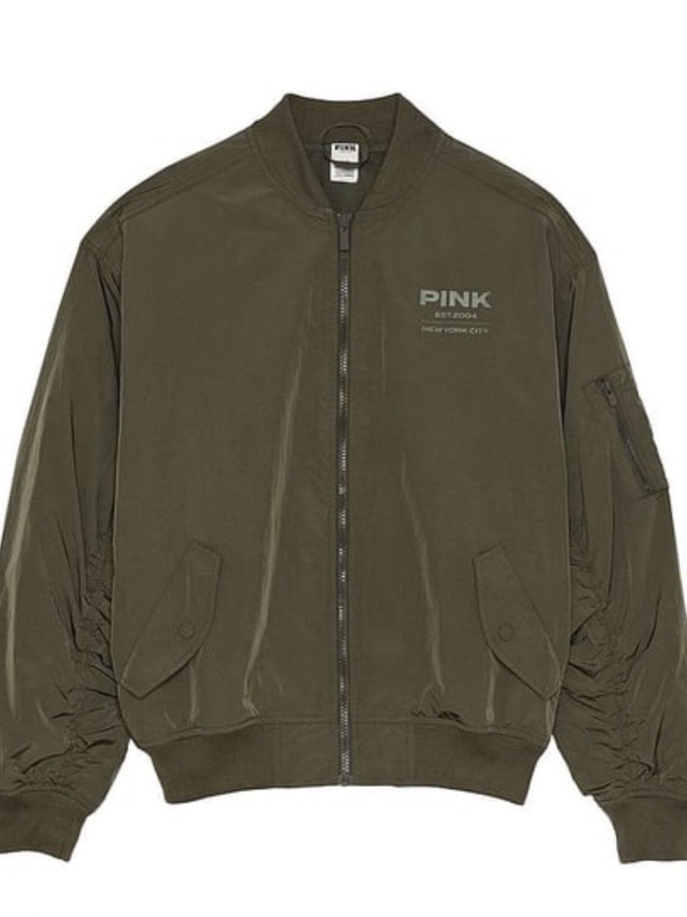 PINK-Olive Green Parachute Cargo Bomber Jacket
